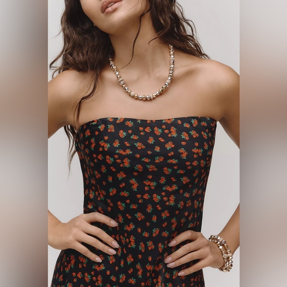 NWT! The Tilda Floral Strapless Black Slip Dress By Anthropologie - Multiple🚦 - Picture 3 of 13